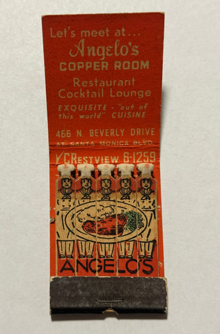 "Angelo’s Cooper Room" Beverly Hills, CA Vintage Feature Matchbook