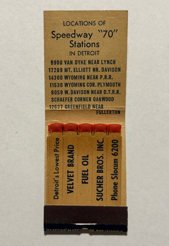 "Speedway 70 Gasoline" Vintage Feature Matchbook