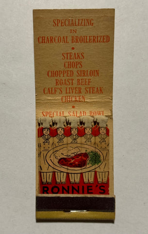 "Ronnie’s Steakhouse" Vintage Feature Matchbook