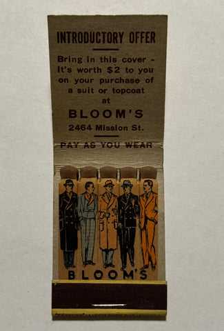 "Bloom’s Good Clothes" San Francisco, CA Vintage Feature Matchbook