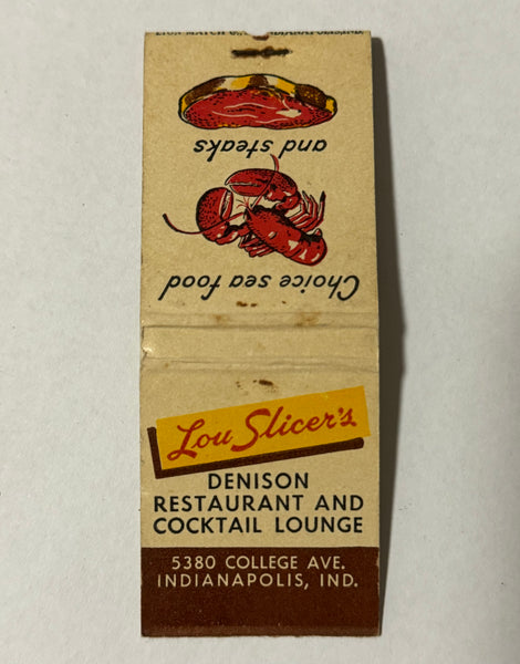 "Lou Slicer’s Restaurant and Cocktails" Indianapolis, IN Vintage Feature Matchbook