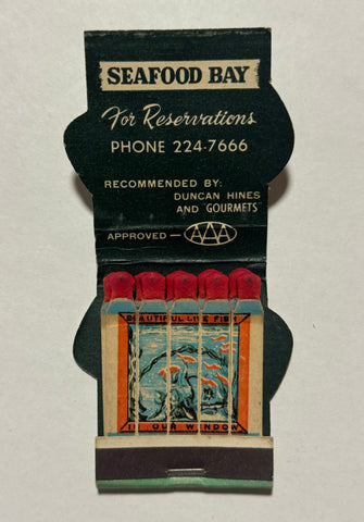 "Seafood Bay" Columbus, OH Vintage Feature Matchbook with a Contour Cover!