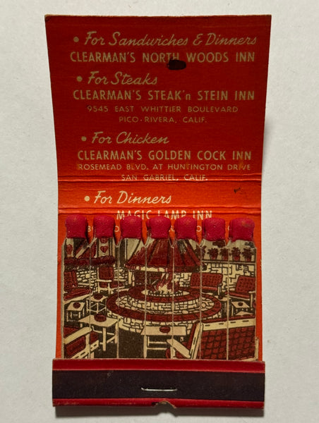 "Clearman’s Steak’n Stein Inn" Pico Rivera, CA Vintage Feature Matchbook