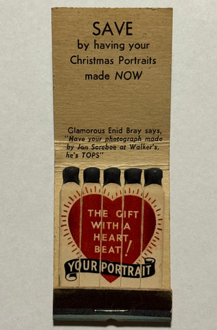 "Walker's Studio of Fine Portraits" Long Beach, CA Vintage Feature Matchbook