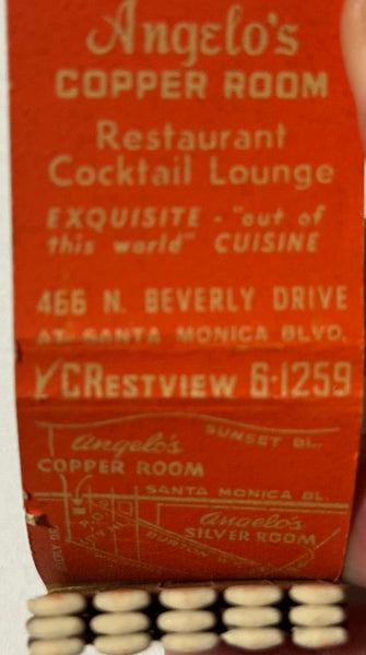 "Angelo’s Cooper Room" Beverly Hills, CA Vintage Feature Matchbook