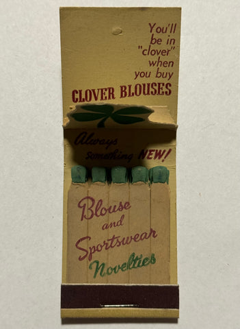 "Clover Blouses Inc" New York City Vintage Feature Matchbook with Pop-Up Cover