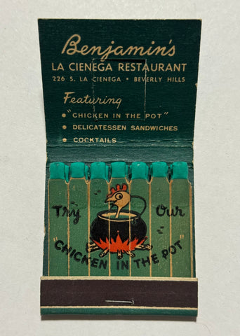 "Benjamin's La Cienega Restaurant" Beverly Hills, CA Vintage Feature Matchbook