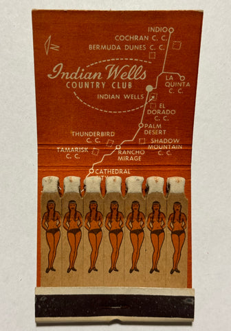 "Indian Wells Country Club" Palm Springs "Girlie" Vintage Feature Matchbook w/ Easel Back