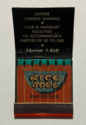 "Rice Bowl" Bakersfield, CA Vintage Feature Matchbook