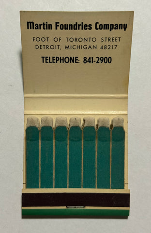 "Martin Foundries Company" Detroit, MI Vintage Feature Matchbook