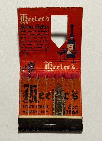 "Keeler's Wine Cellar" Albany, New York Vintage Feature Matchbook with a Knot Hole Cover