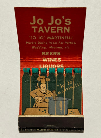 "Jo Jo’s Tavern" Cincinnati, OH Vintage Feature Matchbook