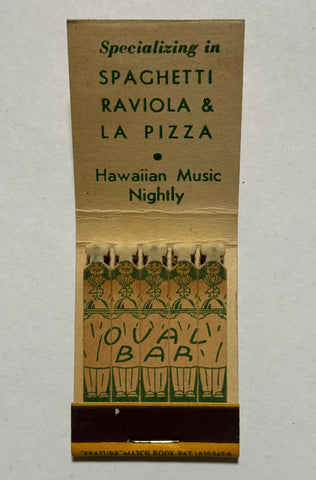 "Oval Bar" Hackensack, NJ  Vintage Feature Matchbook