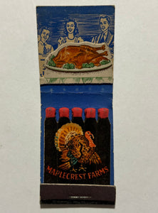 "Maplecrest Farms and Turkeys" Vintage Feature Matchbook with a Pop-Up Display!