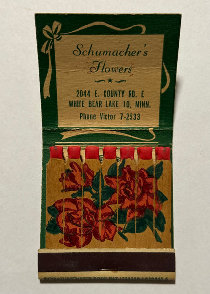 "Schumacher’s Flowers" White Bear Lake, MN Vintage Feature Matchbook