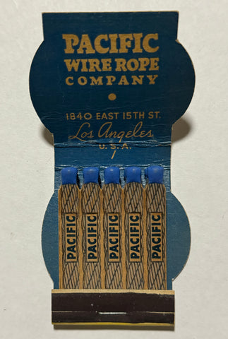 "Pacific Super Steel Wire Rope" Los Angeles, CA Vintage Feature Matchbook with a Contour Cover