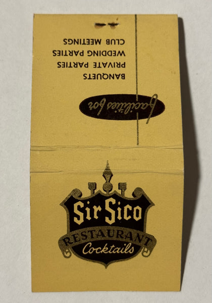 "Sir Sico Restaurant" Sun Valley, CA Vintage Feature Matchbook