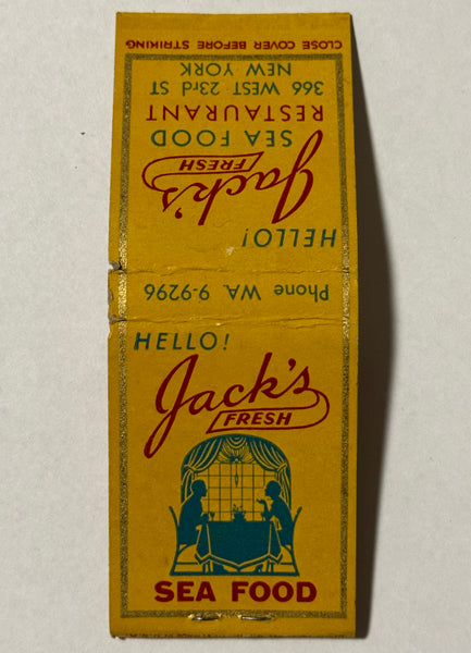"Jack's Seafood Restaurant" Vintage Feature Matchbook