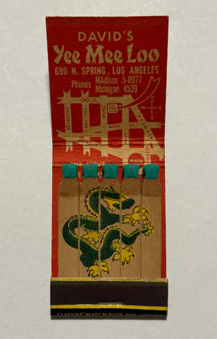 "David's Yee Mee Loo" Los Angeles, CA Vintage Feature Matchbook