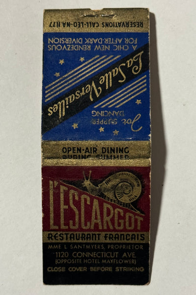 "L’escargot Restaurant" Vintage Feature Matchbook