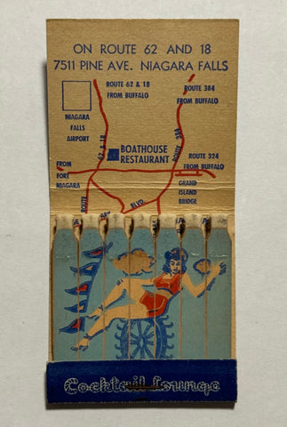 "Boat House Restaurant" Niagara Falls, NY Vintage Feature Matchbook