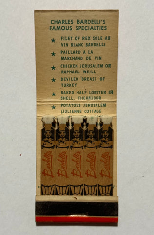 "Charlie Bardelli’s" San Francisco, CA Vintage Feature Matchbook