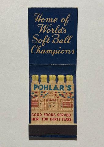 "Pohlar’s Cafe" Cincinnati, OH Vintage Feature Matchbook