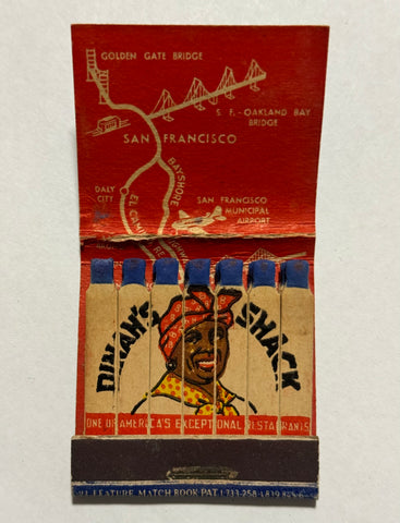 "Dinah's Shack" San Francisco, Ca Vintage Feature Matchbook