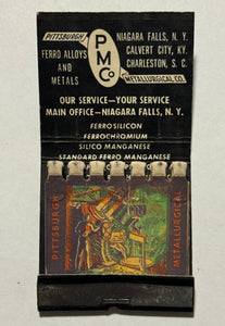 "Pittsburgh Metallurgical Company" Niagara Falls, NY Vintage Feature Matchbook