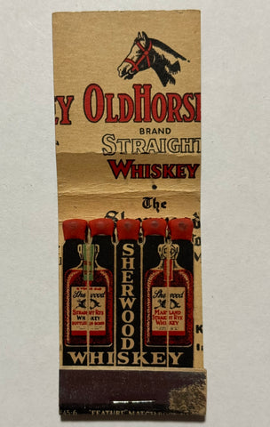 "Sherwood Whiskey" Vintage Feature Matchbook with a Off Center Cut Cover