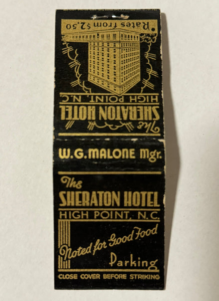 "The Sheraton Hotel" Highpoint, NC Vintage Feature Matchbook