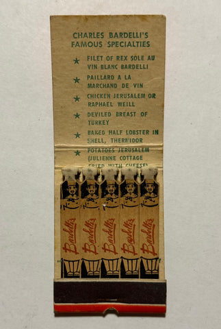 "Charlie Bardelli’s" San Francisco, CA Vintage Feature Matchbook (B)