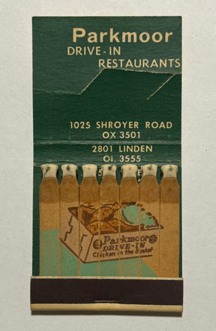 "Parkmoor Drive-In Restaurants" Oxford, MS Vintage Feature Matchbook