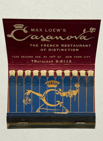 "Max Loew’s Casanova" Vintage Feature Matchbook