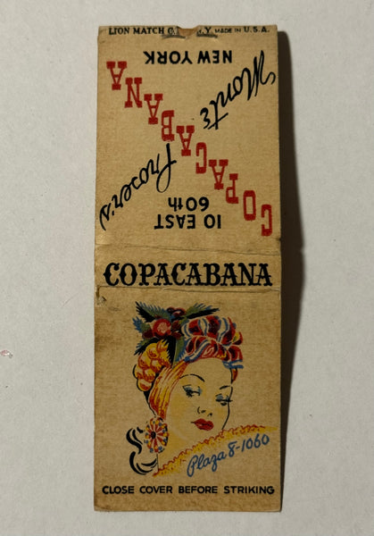 "Copacabana" New York City Vintage Feature Matchbook