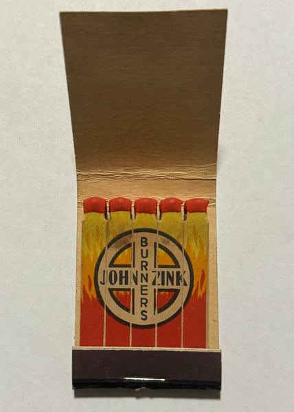 "John Zink Burners" Tulsa, OK Vintage Feature Matchbook w/ Contour Cover