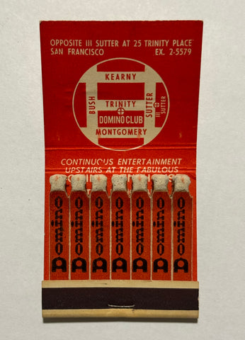 "Domino Club" San Francisco, CA Vintage Feature Matchbook