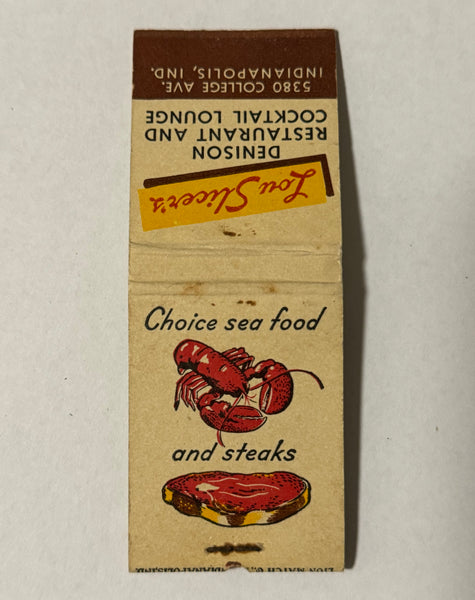 "Lou Slicer’s Restaurant and Cocktails" Indianapolis, IN Vintage Feature Matchbook