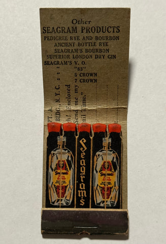 "Seagram’s King Arthur London Dry Gin" Vintage Feature Matchbook