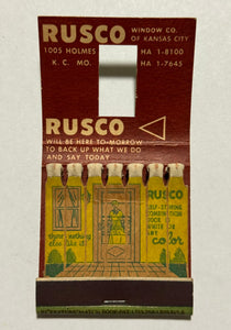 "Rusco Window Company" Kansas City, MO Vintage Feature Matchbook w/ Knothole Cover