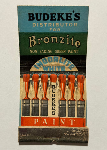 "Budeke's Paint #2 - Distrib. Bronzite" Baltimore, MD Vintage Feature Matchbook