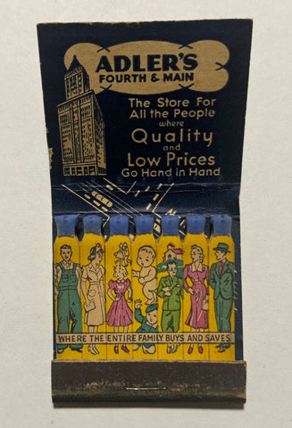 "Adler’s Fourth and Main" Dayton, OH Vintage Feature Matchbook