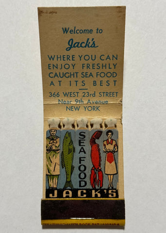 "Jack's Seafood Restaurant" Vintage Feature Matchbook