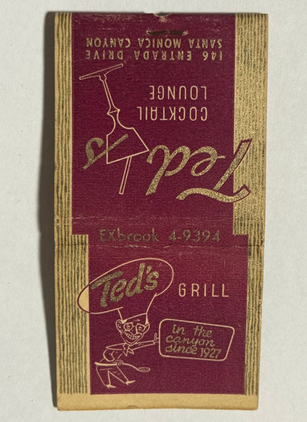 "Ted's Grill and Cocktails" Santa Monica, CA Vintage Feature Matchbook