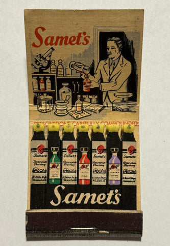 "Samet's Perscription Pharmacy" 21 Strike Vintage Feature Matchbook