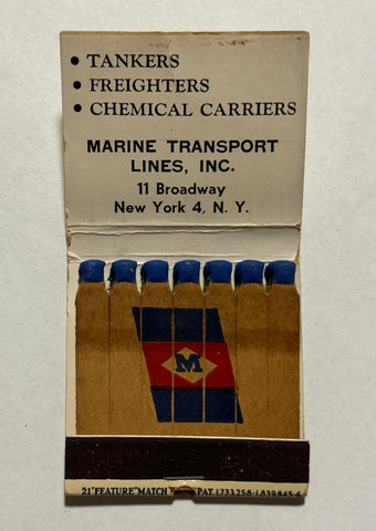 "Marine Transport Lines, Inc." New York, NY Vintage Feature Matchbook