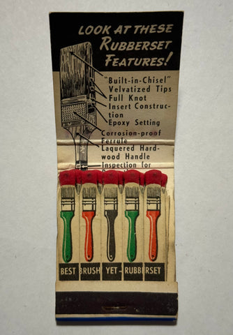 "Rubberset Brushes" Vintage Feature Matchbook