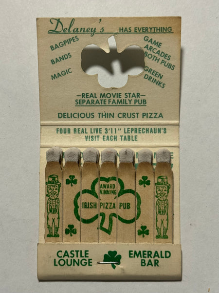 "Jack Delaney’s Irish Pizza Pub" Laurel, MD Vintage Feature Matchbook with a Knot-Hole Cover!