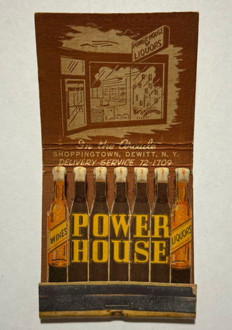 "Power House of Liquor - Liquor Store" Dewitt, NY Vintage Feature Matchbook