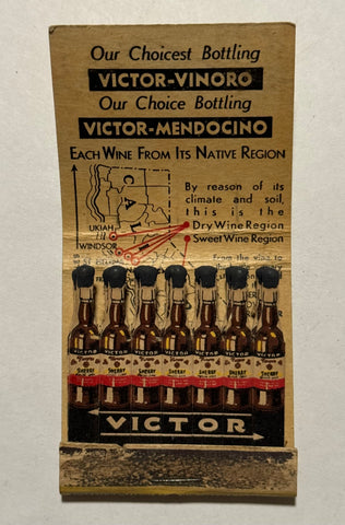 "Víctor Vinoro - California Grape Products" Vintage Feature Matchbook